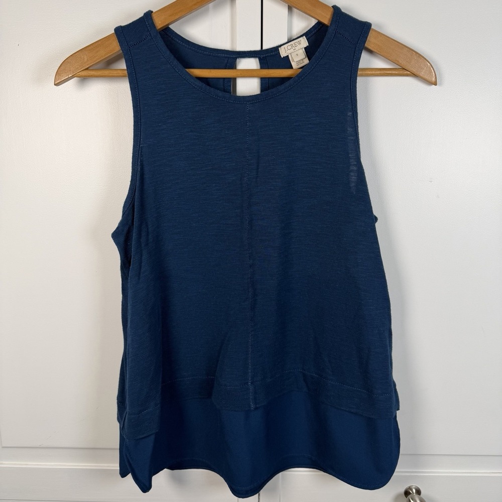 J. Crew Drapey Tank Top Women's Small Silky Hem Teal Sleeveless
